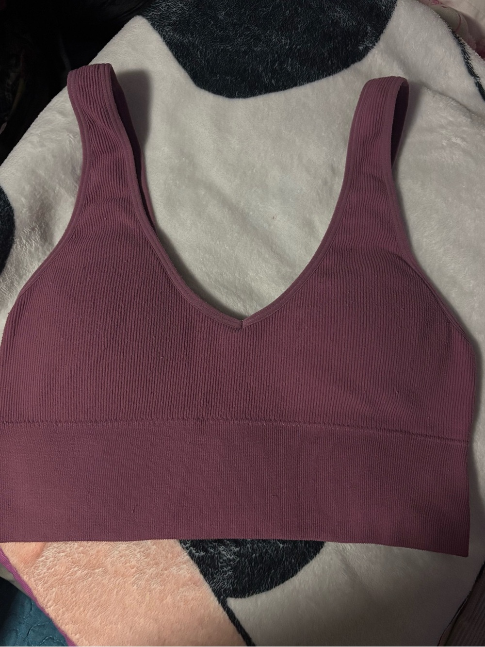 Aeropostale Ribbed V-Neck Bralette in Dusty Rose